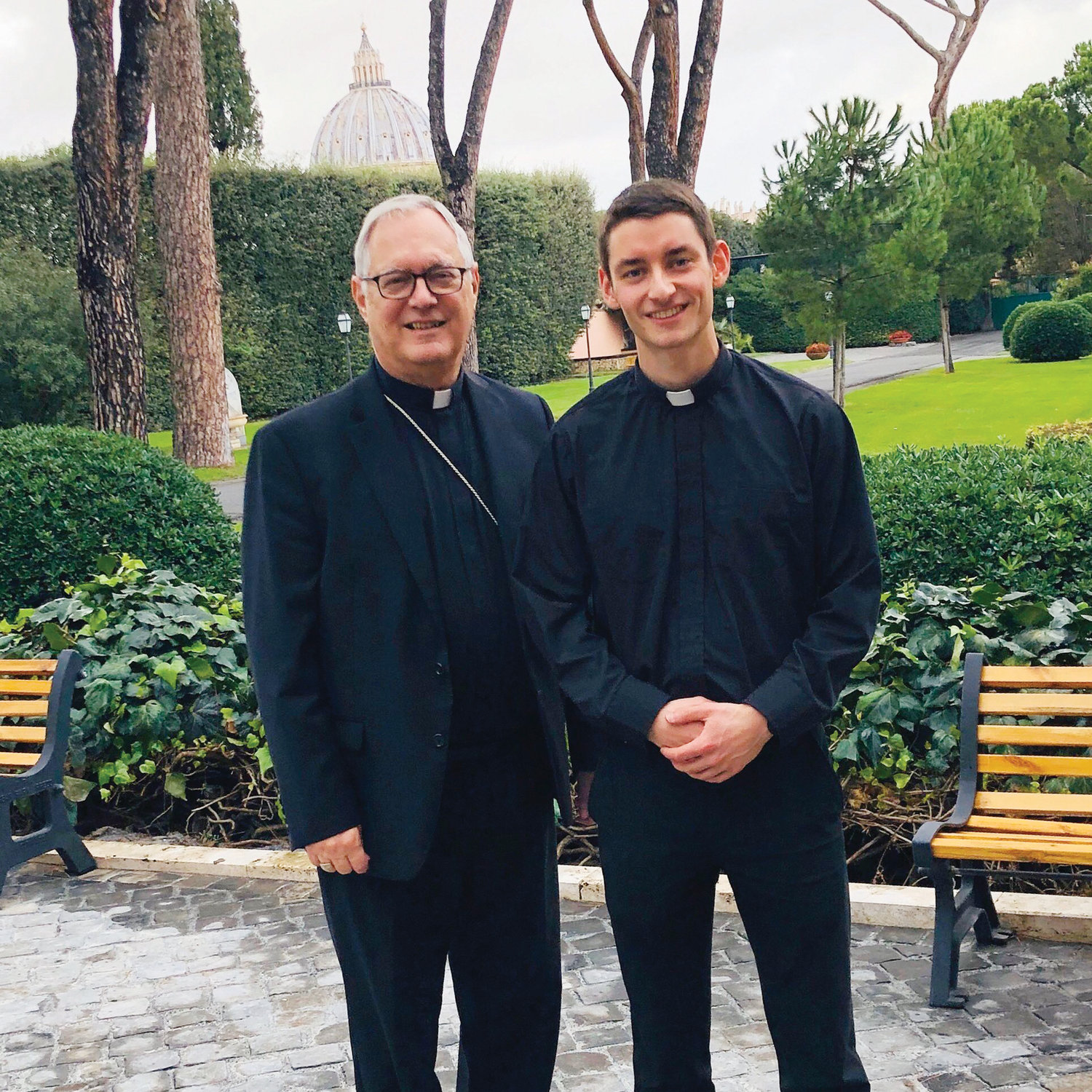 Bishop Tobin visited the Pontifical North American College on Nov. 8 and met with seminarian Patrick Ryan of the Diocese of Providence. He prayed for all of the seminarians and future prospects that they will be courageous and generous in responding to God’s call in their lives.